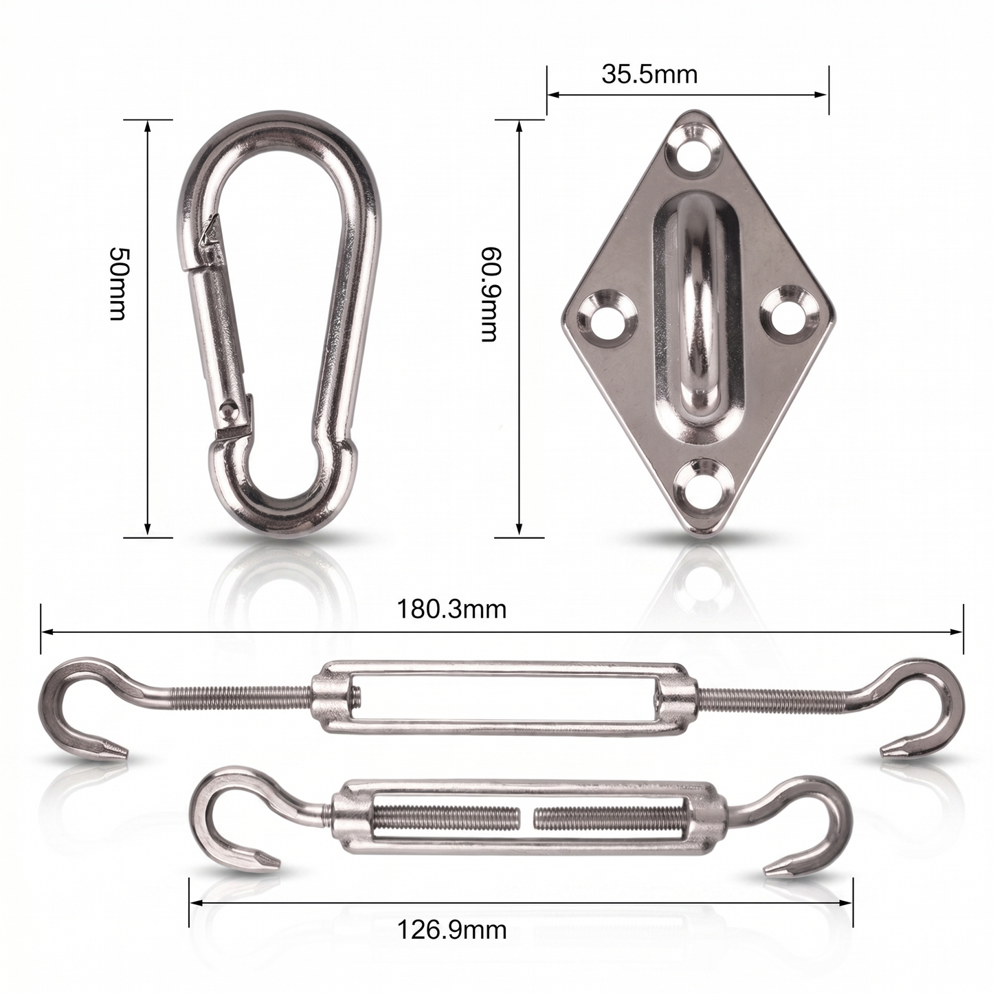 Kit de fijación para malla de camuflaje - Acero inoxidable 304 completo