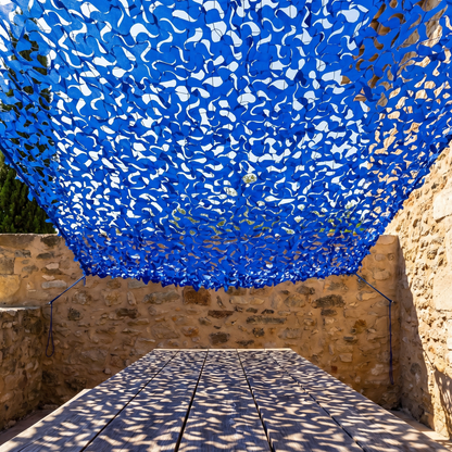 Malla de camuflaje reforzada azul para terraza y zona de piscina - Ambiente marinero