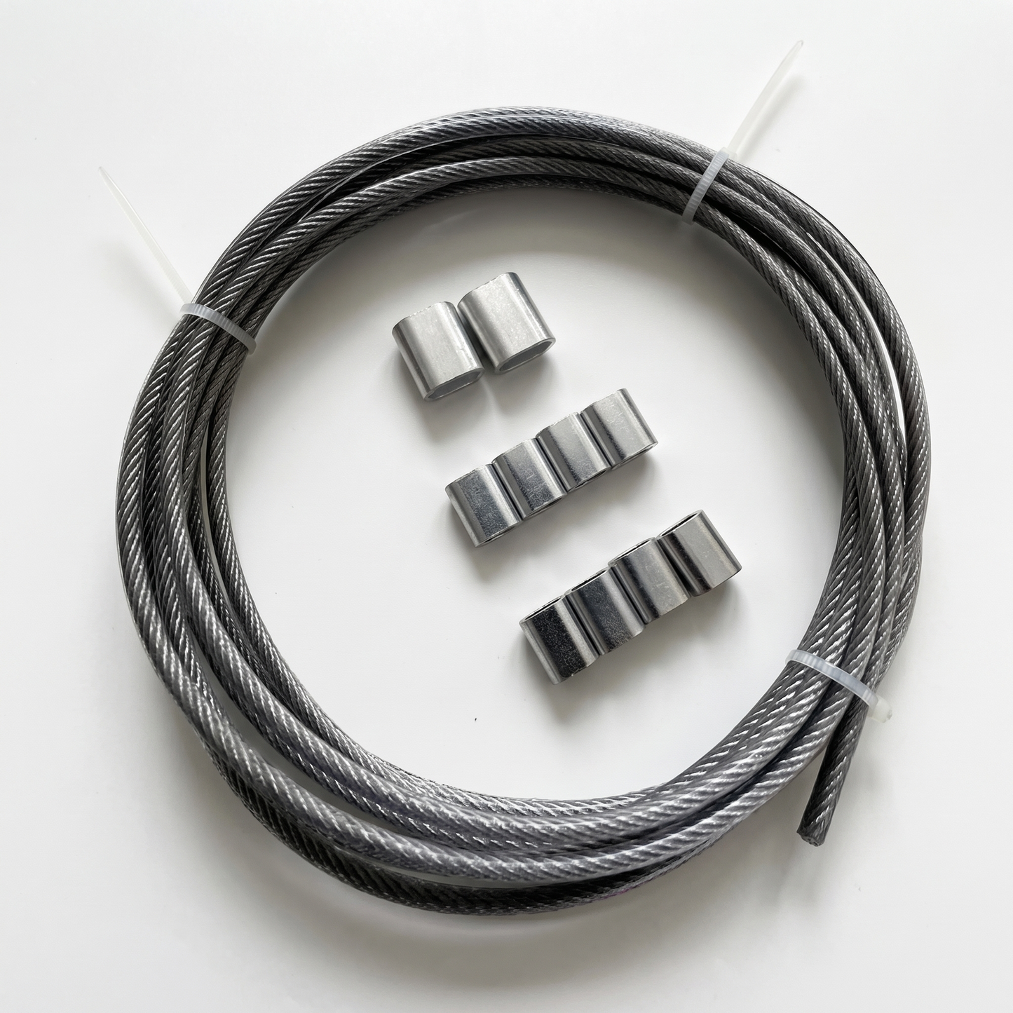 Cable de acero inoxidable para malla de camuflaje - Kit con casquillos de aluminio