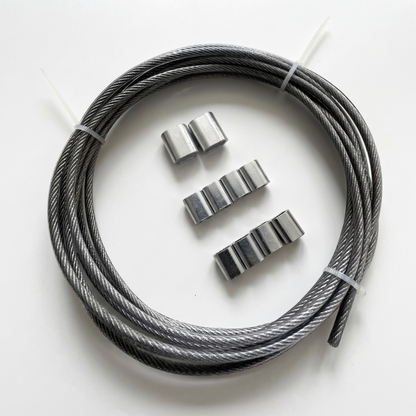 Cable de acero inoxidable para malla de camuflaje - Kit con casquillos de aluminio