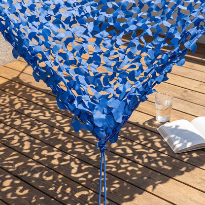 Malla de camuflaje triangular azul para terraza y zona de piscina - Ambiente marinero