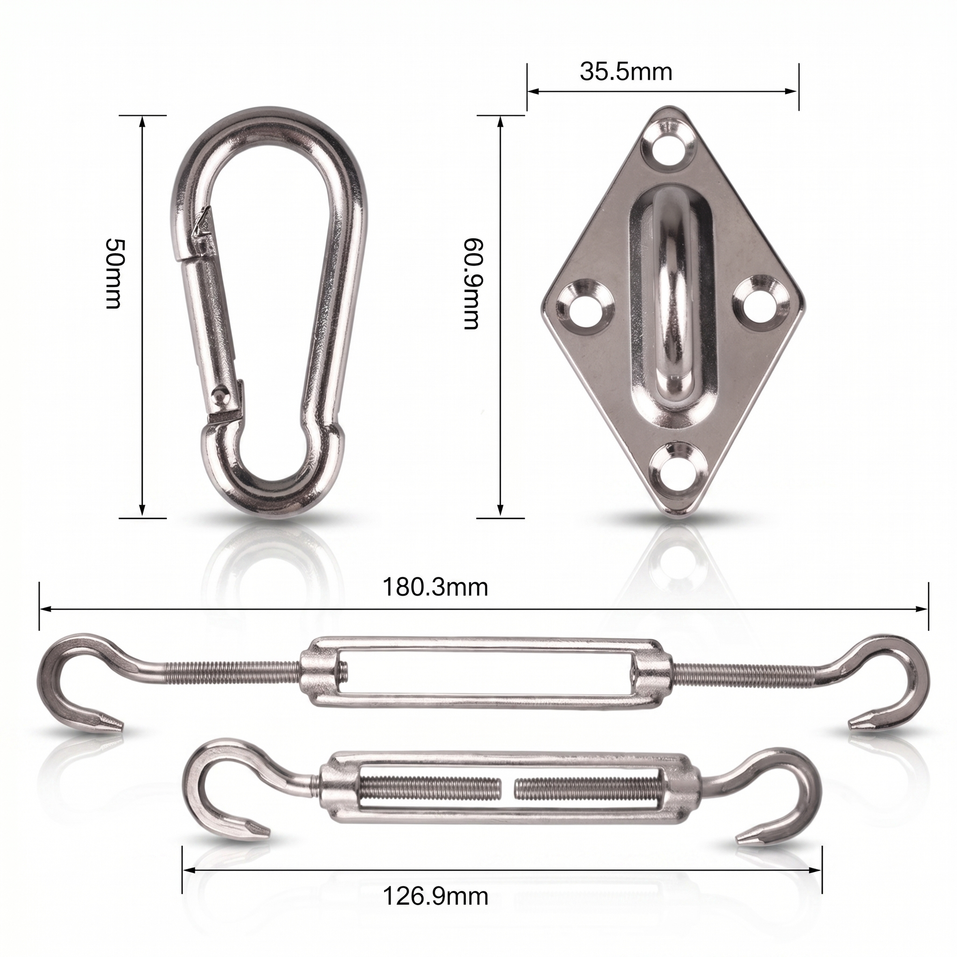 Kit de fijación para malla de camuflaje - Acero inoxidable 304 completo
