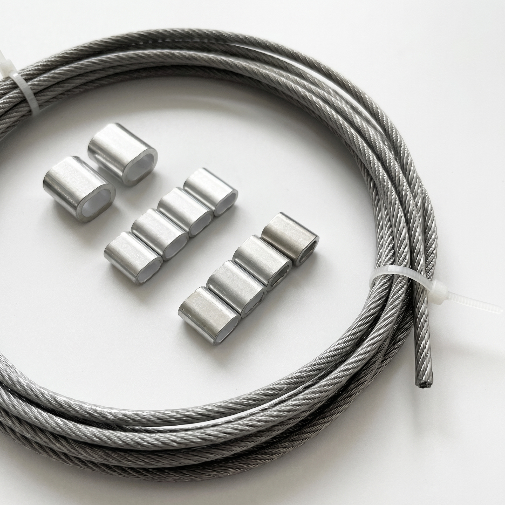 Cable de acero inoxidable para malla de camuflaje - Kit con casquillos de aluminio