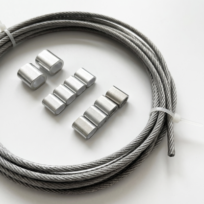 Cable de acero inoxidable para malla de camuflaje - Kit con casquillos de aluminio