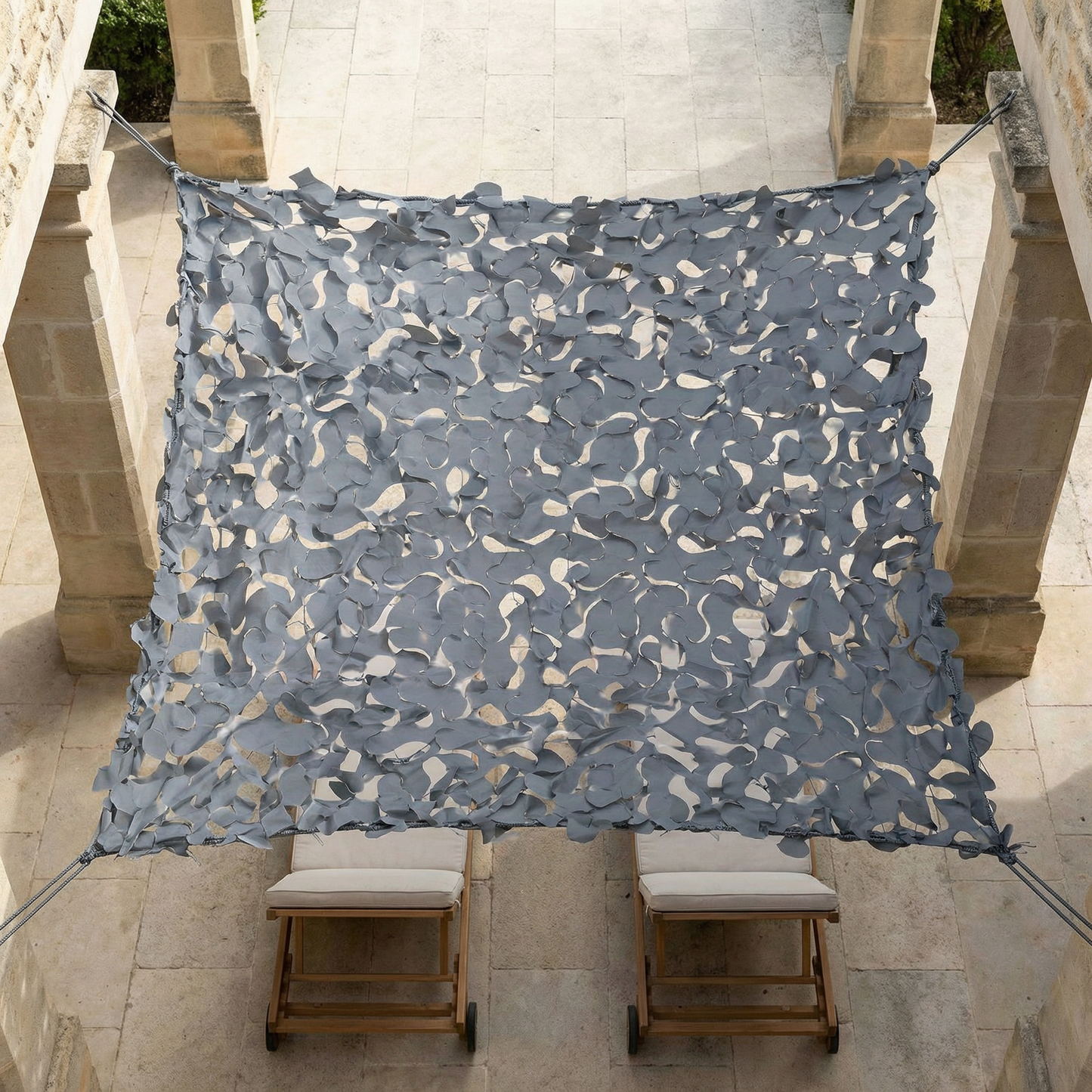 Malla de camuflaje reforzada gris antracita para terraza y pérgola - Estilo contemporáneo