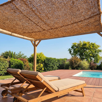 Malla de fibra de coco natural para terraza y pérgola - Sombra orgánica