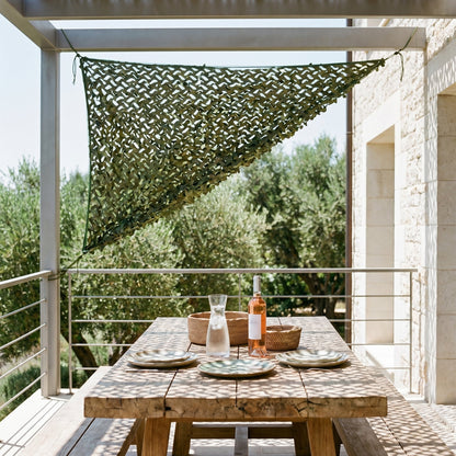 Malla de camuflaje triangular militar para jardín y terraza - Estampado woodland en ángulo