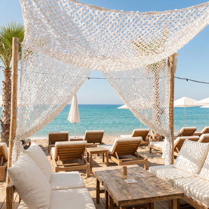Malla de camuflaje reforzada blanca para terraza y pérgola - Sombra luminosa
